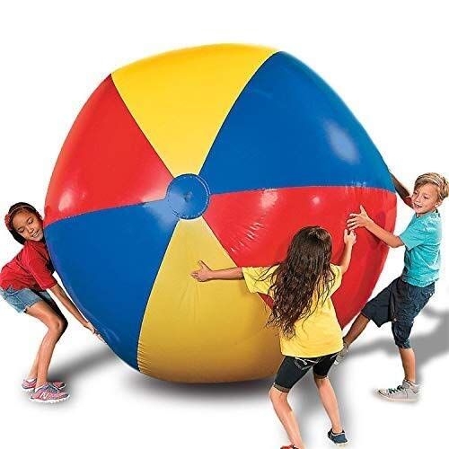  LUCY STORE Beach Swimming Pool Summer Inflatable Toys Beach Ball, Large Three-Color PVC Inflatable Ball Thickening Entertainment Decoration Ball Water Float Toys 1.5m Family