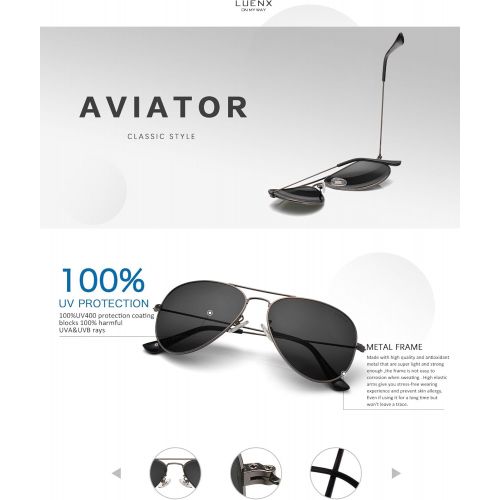  [아마존 핫딜]  [아마존핫딜]LUENX Men Aviator Sunglasses Polarized - UV 400 Protection with case 60MM Classic Style