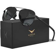 [아마존 핫딜]  [아마존핫딜]LUENX Aviator Sunglasses Polarized for Men Women Driving uv 400 Protection with case(All Black)