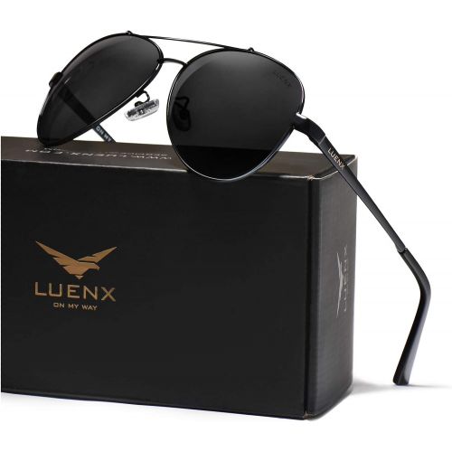 [아마존 핫딜]  [아마존핫딜]LUENX Men Aviator Sunglasses Polarized Women:UV 400 Protection 60MM Fashion Style, Driving
