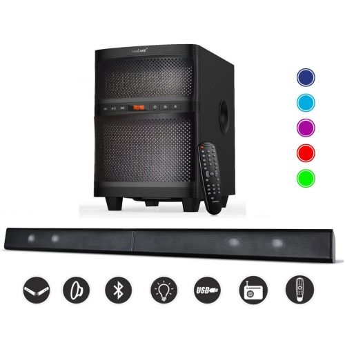  [아마존 핫딜]  [아마존핫딜]LUGULAKE LuguLake 3-in-1 TV Soundbar Kit mit Subwoofer, Audioverstarker fuer Heimkino, Musikwiedergabe, Computer-Audio (Updateversion - BT, USB, FM, buntes LED-Licht)