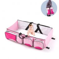 LUGUMU Multifunctional 3 in 1 Baby Changing Bags Travel Bassinet Bed Portable Foldable Bag Tote Bag Nappy Changing Bag Baby Crib Carrycot,Pink