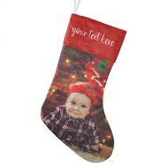LUHAH Customizable Christmas Stocking, Personalized Picture Stocking with Name, Fireplace Hanging Stockings for Family Holiday Christmas Decorations, 17.5 Inches