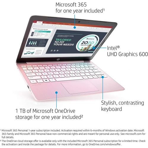 에이치피 LUIBOR 2020 HP Stream 11.6 inch Laptop Computer Intel Celeron N4020 Upto 2.8 GHz, 4GB RAM, 32GB eMMC Storage, Windows 10 Home, 13Hr Battery Life, Office 365 1Year, (Rose Pink)