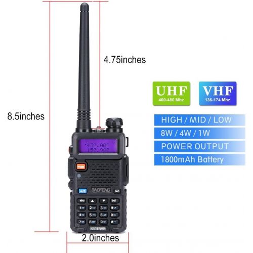  [아마존베스트]Walkie Talkies 2 Way Radio BaoFeng Radio Series UV-5RH High Power 8 Watt Dual Band Two Way Radio for Hiking Camping Trolling (Newer Version of Baofeng UV-5R) by LUITON