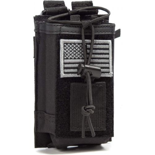  LUITON Tactical Radio Holder Radio Case Molle Radio Holster Military Heavy Duty Radios Pouch Bag for Two Ways Walkie Talkies Adjustable Storage with 1 Pack Patch