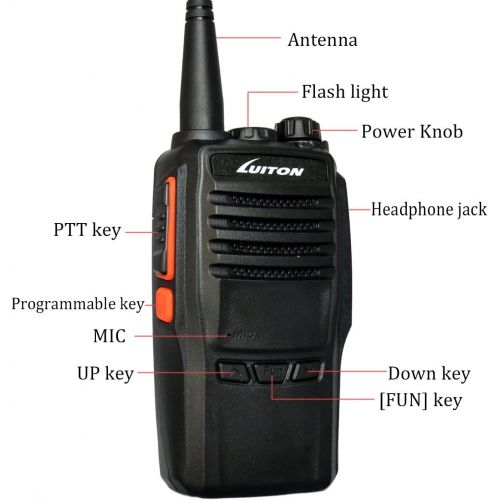  LUITON LT-188H VHF Walkie Talkie 10W for Hiking, Camping with Program Software & Cable - 1 Pack - Black