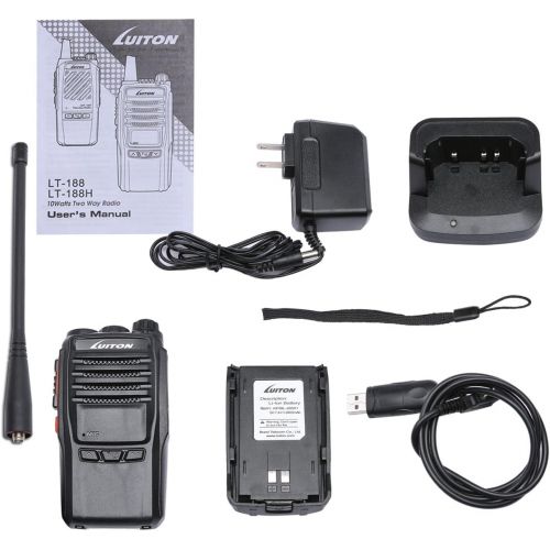  LUITON LT-188H VHF Walkie Talkie 10W for Hiking, Camping with Program Software & Cable - 1 Pack - Black