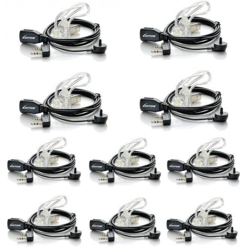  LUITON Walkie Talkies Earpieces (10 packs) 2 Pin Covert Air Acoustic Tube Headset for Retevis H-777 Kenwood PUXING Baofeng UV-5R BF-888S 2 Way Radio