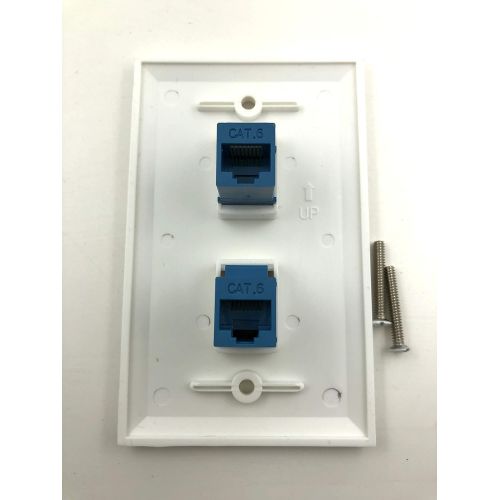  LULOSK Ethernet Wall Plate, 2 Port Cat6 Keystone Female to Female - White