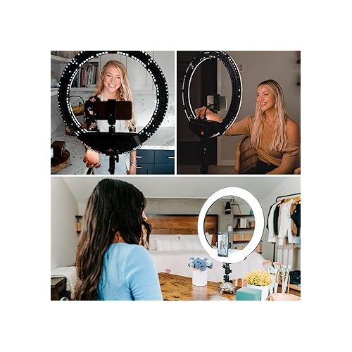  Lume Cube LED Ring Light for Videos, Selfies, Live Streaming |18” Circle Light with Stand, Phone Holder, and Camera Mount | Portable + 6.5 ft Tripod Stand and Travel Case | Battery Not Included