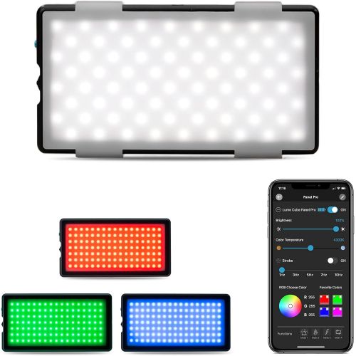  Lume Cube RGB Panel Pro Full Color Mountable LED Light for Professional DSLR Cameras Adjustable Color, Bluetooth Compatible, Intelligent LCD, Long Battery Life for Vlogging, Photog