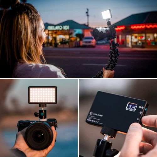  Lume Cube Bicolor Panel Mini LED Light for Professional DSLR Cameras Adjustable on camera mount, LCD Display Photo and Video Lighting, Long Battery Life Fits Sony, Nikon, Canon, Fu