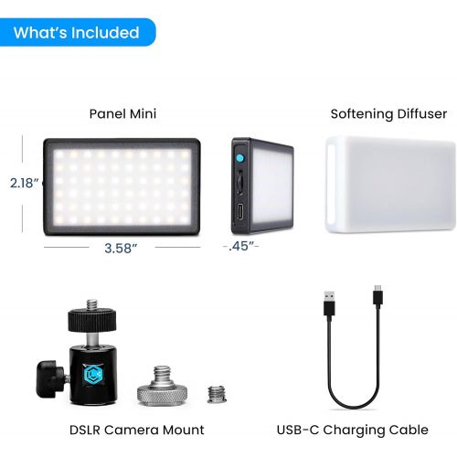  Lume Cube Bicolor Panel Mini LED Light for Professional DSLR Cameras Adjustable on camera mount, LCD Display Photo and Video Lighting, Long Battery Life Fits Sony, Nikon, Canon, Fu