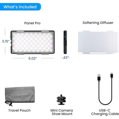  Lume Cube RGB Panel Pro Full Color Mountable LED Light for Professional DSLR Cameras Adjustable Color, Bluetooth Compatible, Intelligent LCD, Long Battery Life for Vlogging, Photog