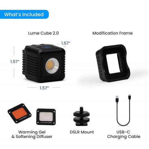  Lume Cube 2.0 Portable Lighting Kit 6-Piece LED Lighting Kit with Diffusion and Gels Adjustable Brightness, Waterproof, Indoor Studio & Outdoor Use, for Photo and Video