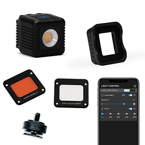  Lume Cube 2.0 Portable Lighting Kit 6-Piece LED Lighting Kit with Diffusion and Gels Adjustable Brightness, Waterproof, Indoor Studio & Outdoor Use, for Photo and Video