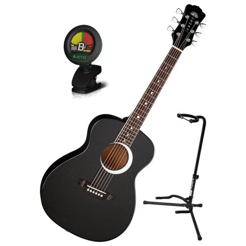  LUNA Luna Aurora Borealis 34 Size Acoustic Guitar Black with Stand and Tuner