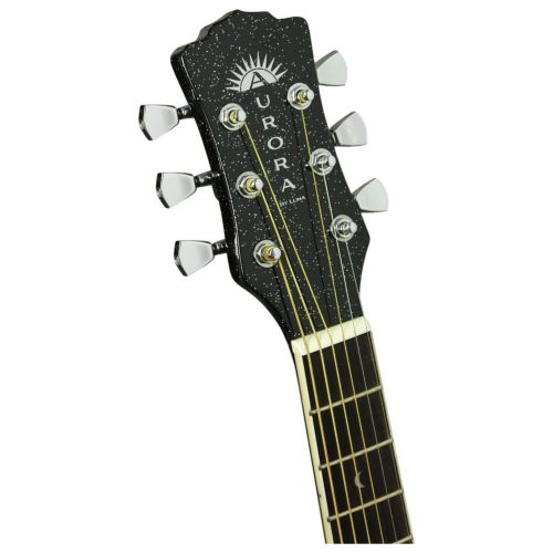  LUNA Luna Aurora Borealis 34 Size Acoustic Guitar Black with Stand and Tuner