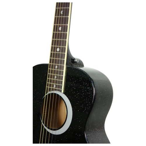  LUNA Luna Aurora Borealis 34 Size Acoustic Guitar Black with Stand and Tuner