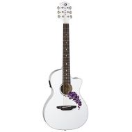 LUNA Luna FLO OR CWH Flora Orchid AcousticElectric Guitar, Classic White