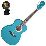 LUNA Luna Aurora Borealis 34 Acoustic Guitar (Teal) w Tuner