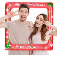 LUOEM Christmas Inflatable Selfie Frame Blow Up Party Props for Christmas Party Decoration Family Reunions Photo Booth Props