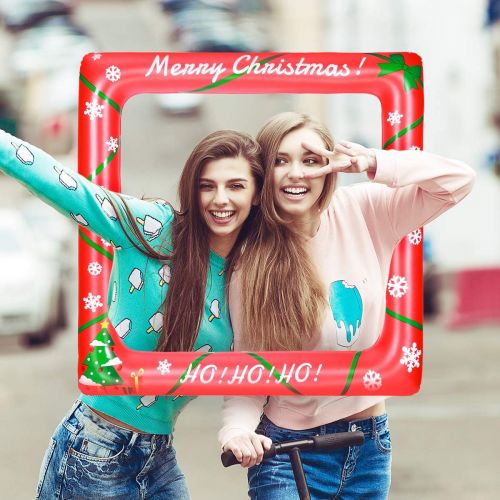  LUOEM Christmas Inflatable Selfie Frame Blow Up Party Props for Christmas Party Decoration Family Reunions Photo Booth Props