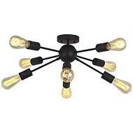 LUOLAX Sputnik Chandelier Black Mid Century Modern Ceiling Light Industrial Pendant Lighting for Kitchen Dining Room Living Room(8 Lights-Short Rod)