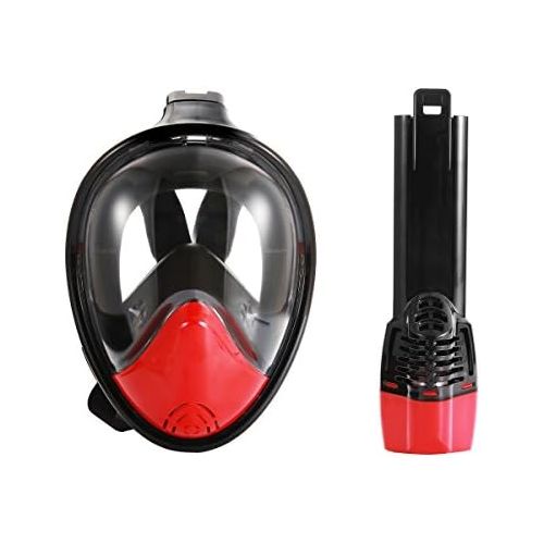  Easy Breath Vollgesichts Atmung Schnorchelmaske Fuer Anfanger & Experte- LUOOV 180 Groessere Ansicht Tauchmaske mit GroPo Mount Freediving Maske mit langerem Schnorchelrohr, Anti Fog