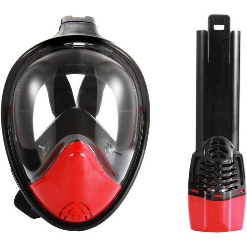  Easy Breath Vollgesichts Atmung Schnorchelmaske Fuer Anfanger & Experte- LUOOV 180 Groessere Ansicht Tauchmaske mit GroPo Mount Freediving Maske mit langerem Schnorchelrohr, Anti Fog