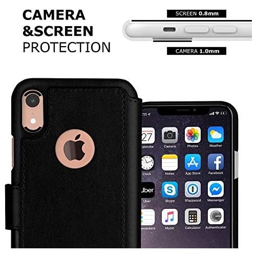  [아마존베스트]LUPA Legacy LUPA iPhone XR Wallet case, Durable and Slim, Lightweight with Classic Design & Ultra-Strong Magnetic Closure, Faux Leather, Black, for Apple XR