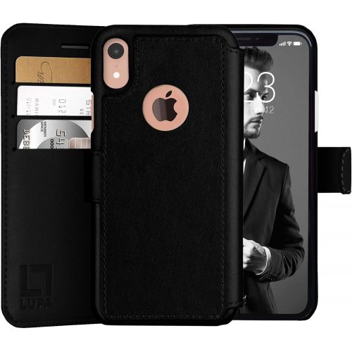  [아마존베스트]LUPA Legacy LUPA iPhone XR Wallet case, Durable and Slim, Lightweight with Classic Design & Ultra-Strong Magnetic Closure, Faux Leather, Black, for Apple XR