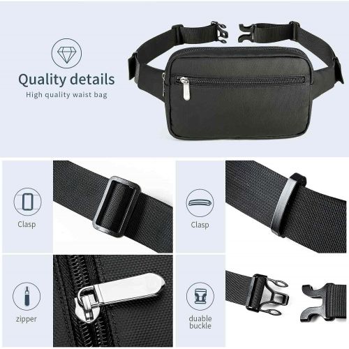  LUSBAM Fanny Packs for Women Fashionable, Men Belt Bag Fashion Waist Pack for Kids Girls Boys with 8 Pockets Adjustable Belts, Cute Fanny Pack Casual Hip Bum Bags for Disney Travel Hiking