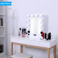 LUVODI Hollywood Lighted Vanity Mirror with Bluetooth Audio Speaker Tabletop Makeup Mirror Dimmable 10 LED Light Bulbs, 20.5 x 25.5 Large Illuminated Cosmetic Mirror for Dressing S