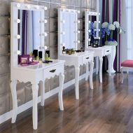 LUVODI Hollywood Lighted Makeup Vanity Mirror With Table,Bedroom Makeup Vanity Mirror With Lights,Makeup Vanity Table Set