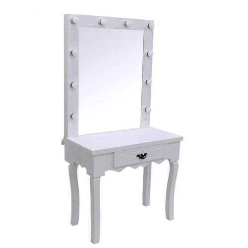  LUVODI Hollywood Lighted Makeup Vanity Mirror With Table,Bedroom Makeup Vanity Mirror With Lights,Makeup Vanity Table Set