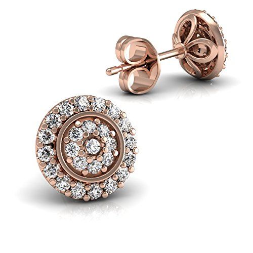  LUX ART Jewelry 14k Rose Gold -Stud Earrings with Diamond