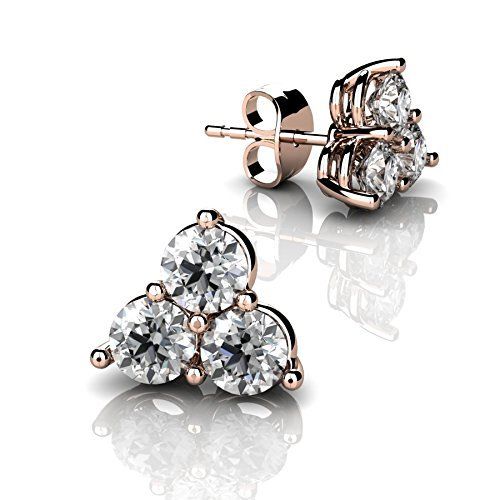  LUX ART Jewelry 14k Rose Gold-Stud Earrings with Diamond