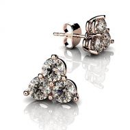LUX ART Jewelry 14k Rose Gold-Stud Earrings with Diamond Champagne