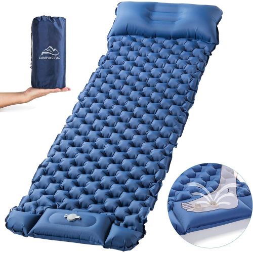  Sleeping Pad for Camping, LUXEAR Inflatable Camping Pad with Foot Press Single Convert to Double Lightweight Backpacking Mat for Hiking Travel Camp Durable Waterproof Air Mattress