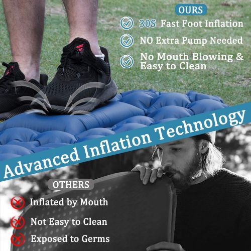  Sleeping Pad for Camping, LUXEAR Inflatable Camping Pad with Foot Press Single Convert to Double Lightweight Backpacking Mat for Hiking Travel Camp Durable Waterproof Air Mattress