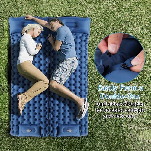  Sleeping Pad for Camping, LUXEAR Inflatable Camping Pad with Foot Press Single Convert to Double Lightweight Backpacking Mat for Hiking Travel Camp Durable Waterproof Air Mattress