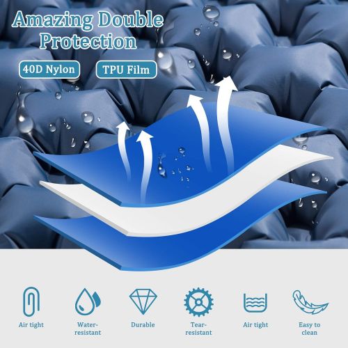  Sleeping Pad for Camping, LUXEAR Inflatable Camping Pad for 2 Person Foot Press Lightweight Backpacking Mat for Hiking Travel Camping Durable Waterproof Air Mattress Compact Hiking