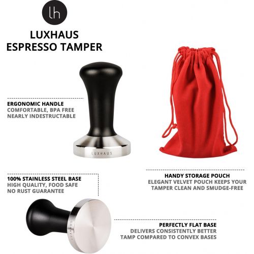  LuxHaus 49mm Espresso Tamper - Premium Barista Coffee Tamper with 100% Flat Stainless Steel Base