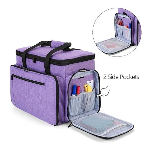  LUXJA Sewing Machine Case with Removable Padding Pad, Travel Case for Sewing Machine and Accessories (Fit for Most Standard Sewing Machines), Purple (Bag Only)