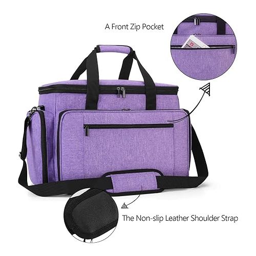 LUXJA Sewing Machine Case with Removable Padding Pad, Travel Case for Sewing Machine and Accessories (Fit for Most Standard Sewing Machines), Purple (Bag Only)