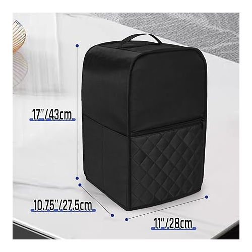  LUXJA Dust Cover Fits for Ninja CREAMi NC501, NC301, NC299AMZ, Ice Cream Maker Dust Cover Compatible for Ninja Ice Cream Maker Machine with Accessories Pockets, Black