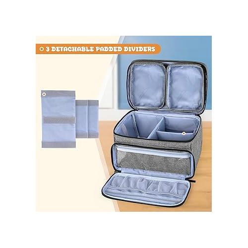  LUXJA Carrying Case Compatible with Little Tikes Story Dream Machine, Storage Bag with Detachable Clear Pockets for Little Tikes Story Dream Machine Books, Gray