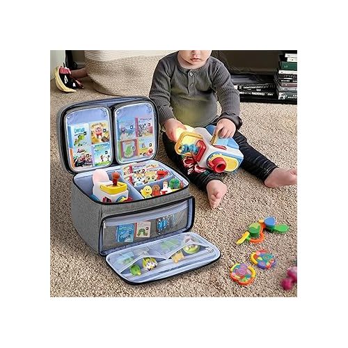  LUXJA Carrying Case Compatible with Little Tikes Story Dream Machine, Storage Bag with Detachable Clear Pockets for Little Tikes Story Dream Machine Books, Gray